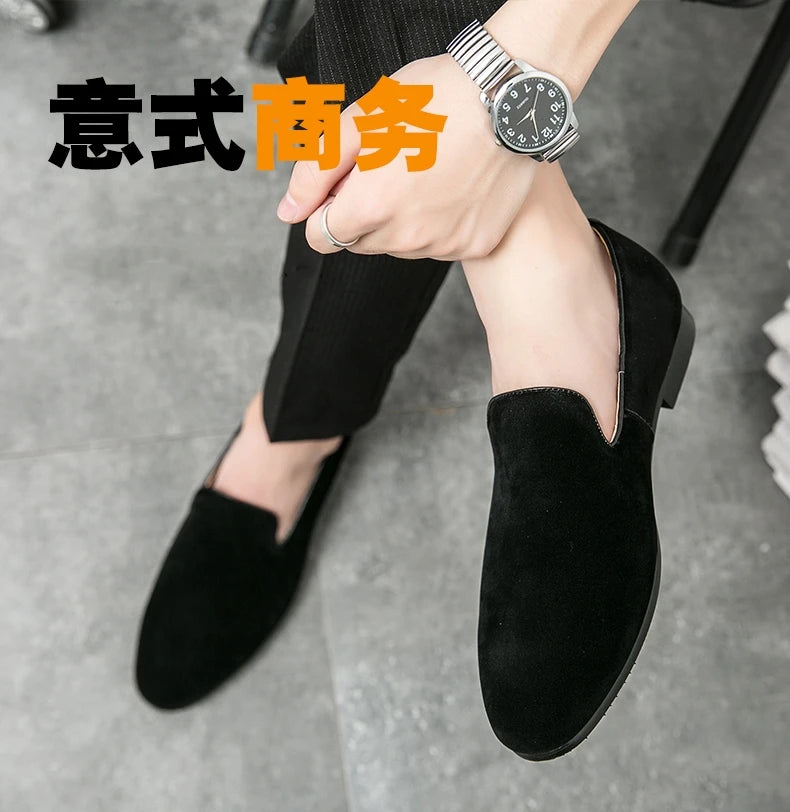 Brand 2024-2025 Green Men's Suede Loafers Fashion Soft Comfortable Breathable Moccasin Shoes Men England Style Slip-on Casual Shoes For Men