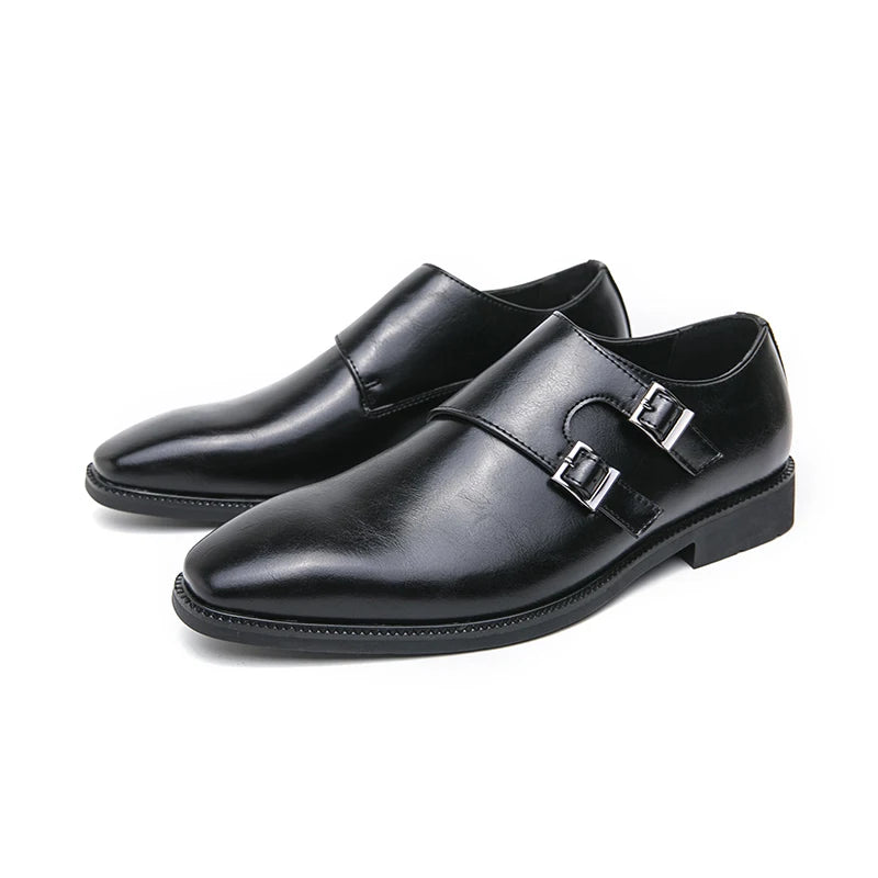 2024-2025 New Leather Shoes for Men Monk Shoes Classic Brown Wedding Shoes for Men Fashion Casual Men Shoes Evening Dress Moccasins