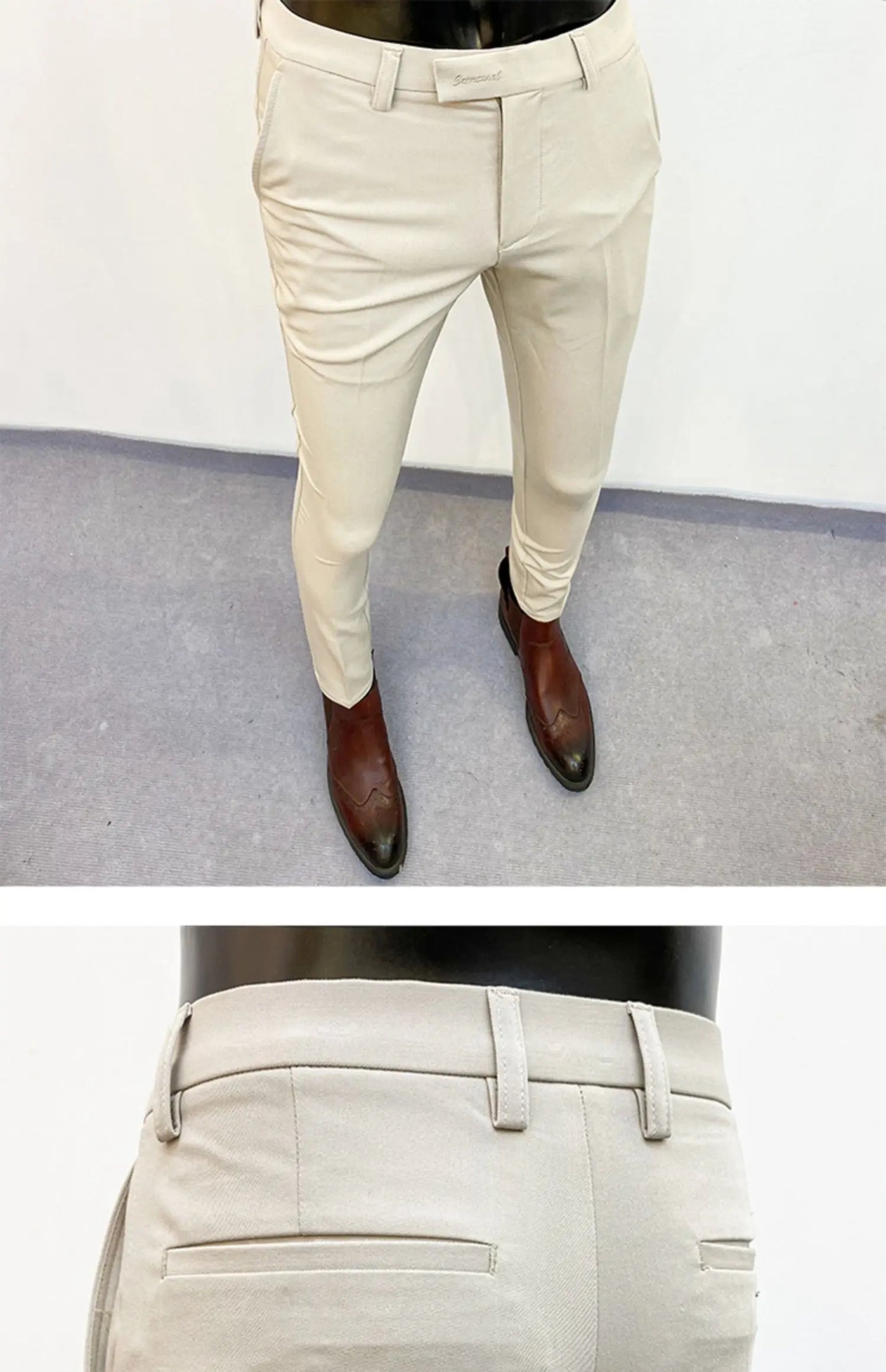 Men Suit Pants Formal Trousers Pantalone Hombre Stretch Slim Solid Color Casual Dress Full Length Pants Fashion New Men Clothing- FREE Laptop Stand is offer if you buy a pant