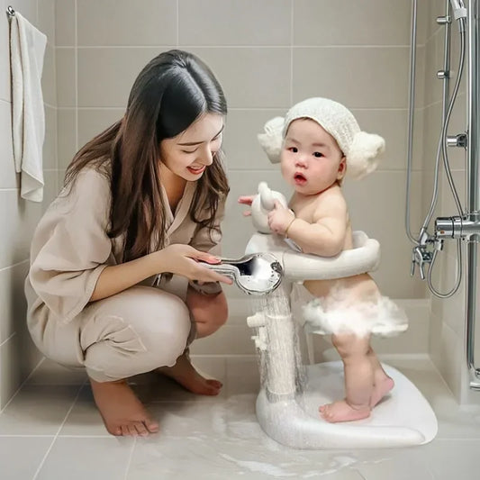 Cartoon Bear Baby Bathtub with Stand, Children's Baby Standing Bath, Baby Rinse Butt Holder, Toddler Stand Bath Tub Showers