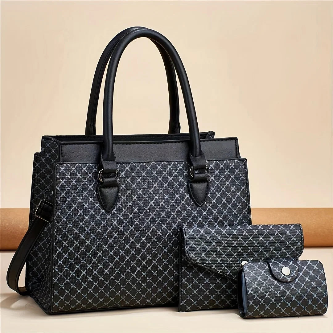 2024 NEW PU MATERIAL LADY TOTE BAG PLAID COLOR CONTRAST FASHION PRINTED MOTHER BAG ALL SHOULDER ATMOSPHERIC CROSSBODY BAG