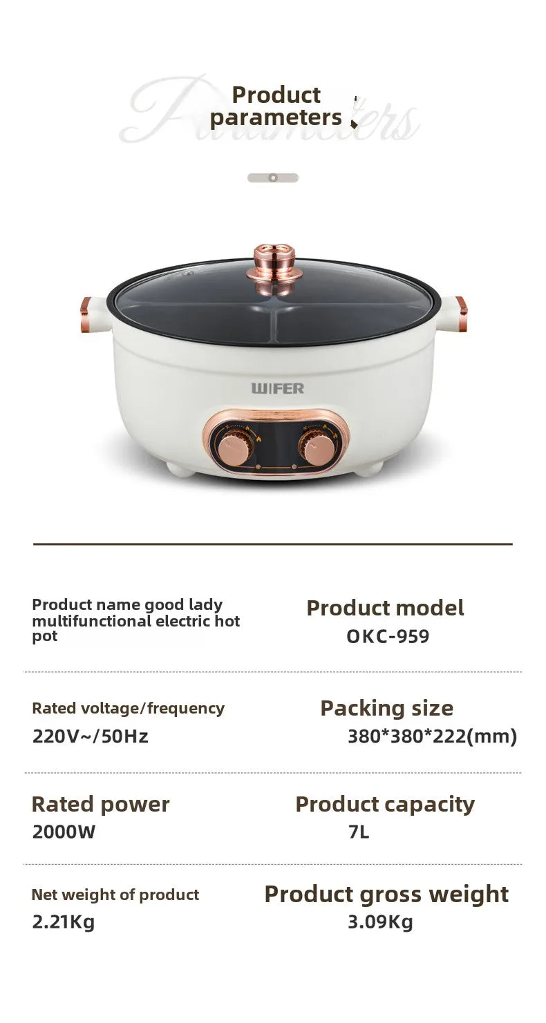 220V/Home split control electric hot pot Yuanyang multi-functional four-palace grid since hi lazy pot