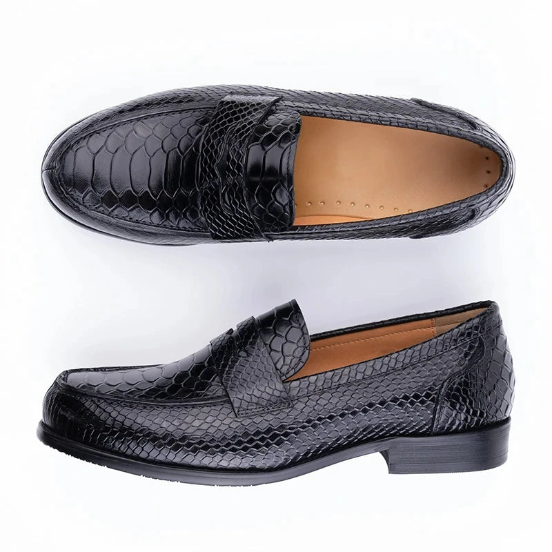 New Collection 2024-2025 Snake Printing Leather Men Shoes Loafers Design Slip on Daily Casual Shoe Genuine Cowhide Handmade Sewing Comfortable Dress Shoe