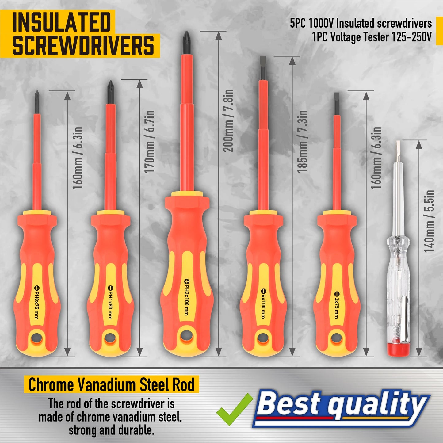 72 piece magnetic screwdriver set includes various drill bits and insulated screwdriver sets Screwdriver Set features 1000V Screwdrivers