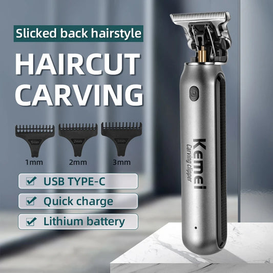 Kemei Mini Clippers Men's Beard Trimmer Zero Gapped T-Blade Hair Cutting Machine Cordless Professional clippers KM-1757