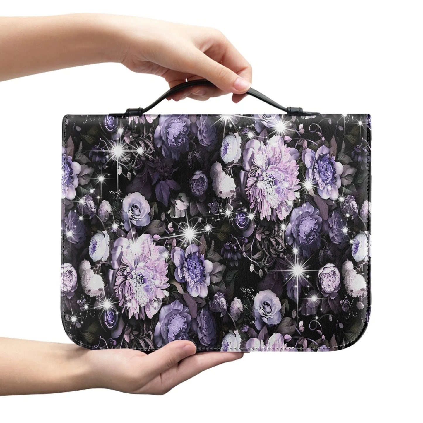 M Size Leather Cross Design Printed Book Bible Bag Student Travel Storage Bag One-handed Portable Storage Student Handbag