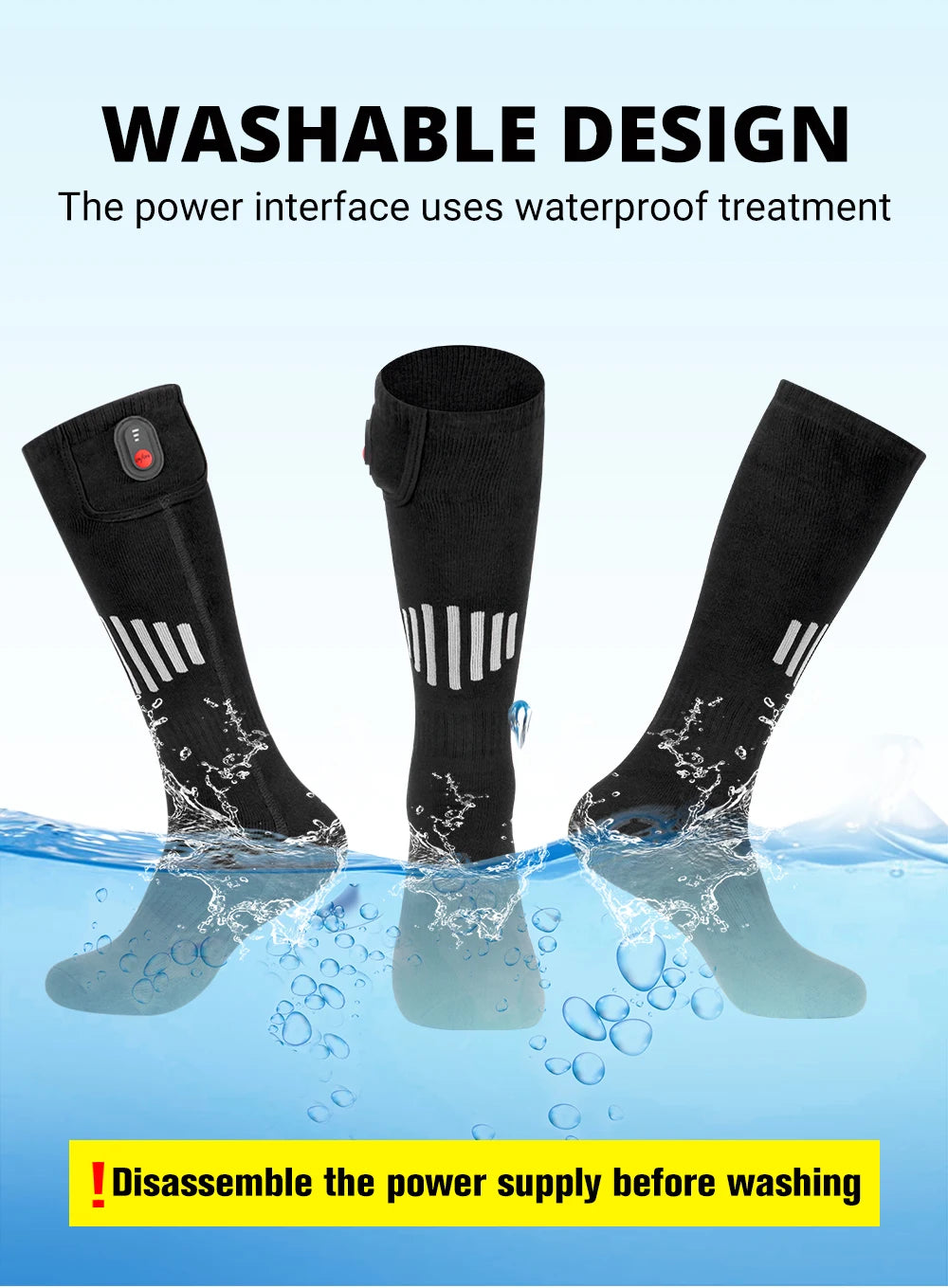 Heated Socks Winter Warmth 5000mAh USB Rechargeable 65℃ Heating Socks Motorcycle Outdoor Heated Boots Snowmobile Skiing Sock