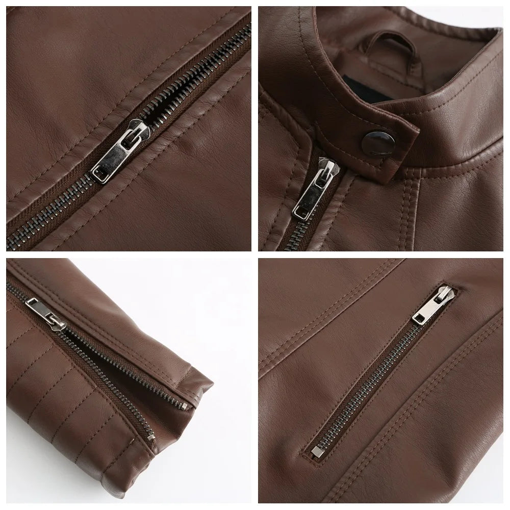 2025 Ladies New Autumn Motorcycle Short Chic PU Leather Jacket