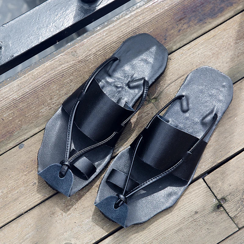 TINTINOS NEW 2024 Summer Beach Shoes Mens Flip Flops Men Leather Soft Beach Slippers Fashion Outdoor Man Shoes Mules Flip Flop Zapatos Hombre