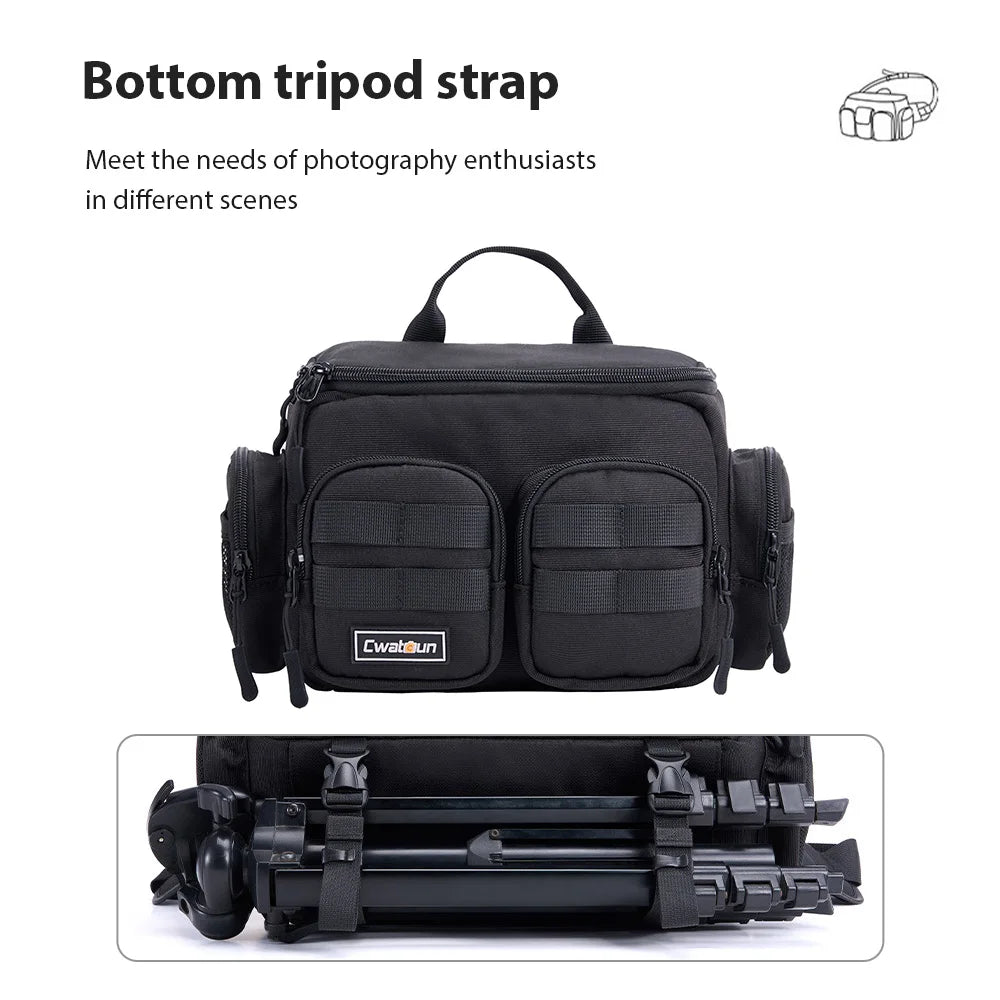 Camera Bag Travel Shoulder Bag Available for 1 Camera + 1 Lens Water-resistant Shock-proof Camera Case for SLR Camera Body/ Lens