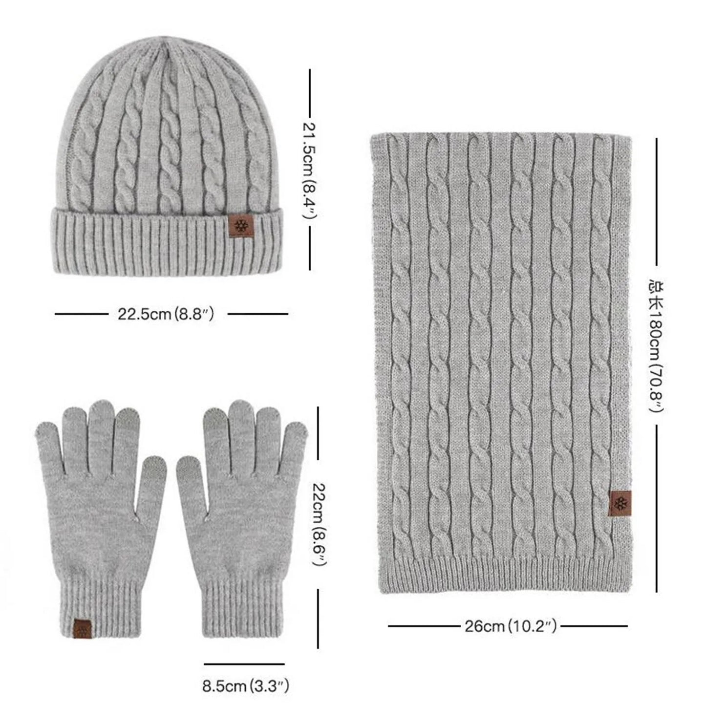 3 Piece Winter Sets Women Knitted Beanies Keep Warm Winter Hat For Women Scarves Cap Scarf Gloves Hats Outdoor Riding Knitwear