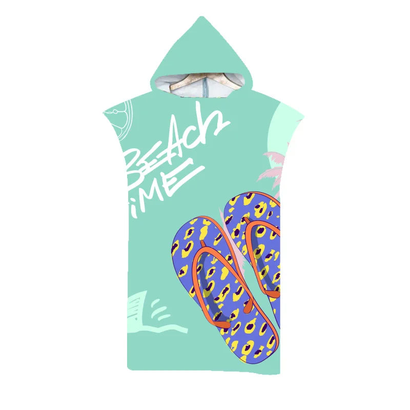 Customizable 3D Microfiber Fabric Quick Dry Hooded Beach Towel Adult Kid  Swimming Hot Spring Change Bathrobe Cloak Surf Poncho