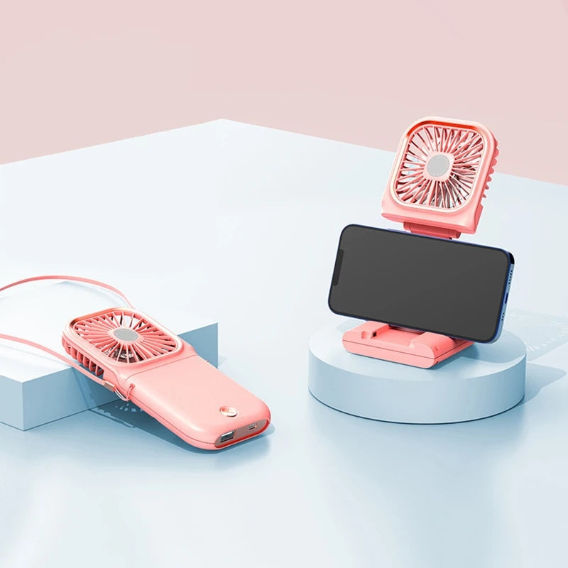 Quiet Personal Fan, Portable Hands Free Neck Fan,Adjustable USB Rechargeable Small Fan 3000mAh Power Bank Personal