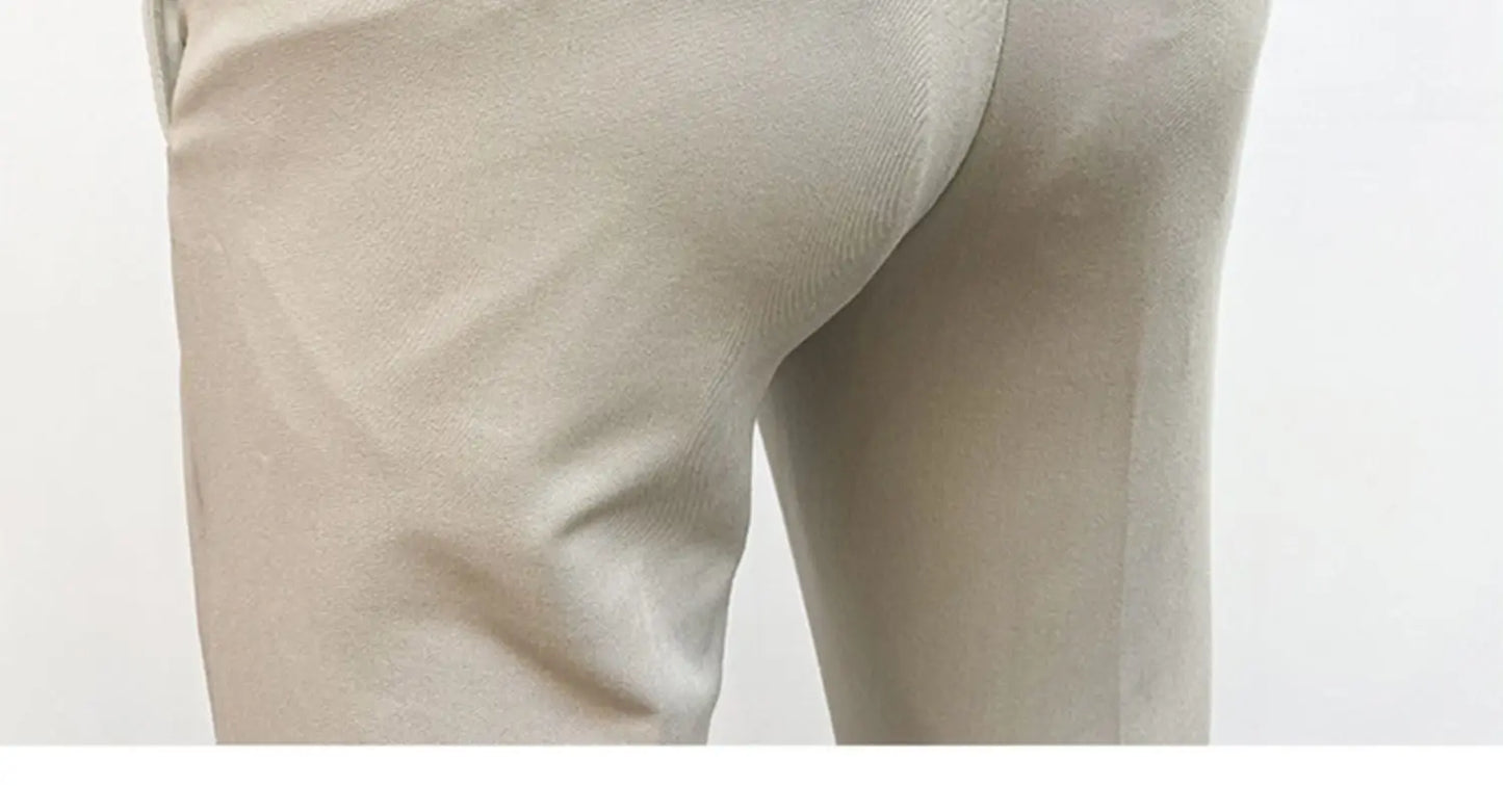 Men Suit Pants Formal Trousers Pantalone Hombre Stretch Slim Solid Color Casual Dress Full Length Pants Fashion New Men Clothing- FREE Laptop Stand is offer if you buy a pant