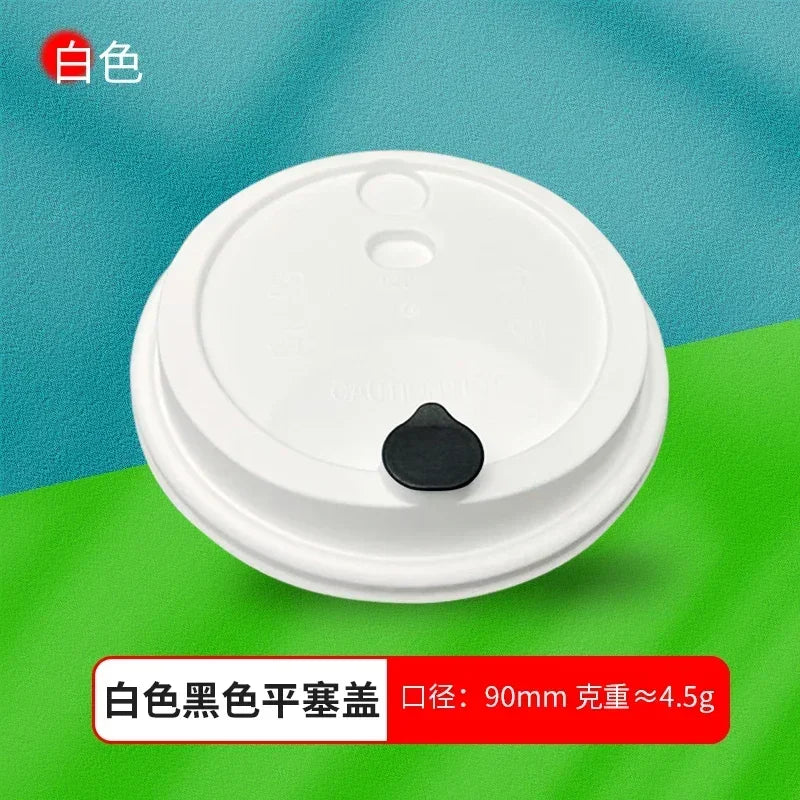 50pcs 90mm Caliber Injection Molded Leak Proof Cup Lids One Time Packaged Milk Tea Coffee Cup Lid Thickened One-piece Cover