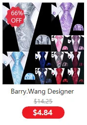 Fashion Mens Ties Set Silk Gray Black Silver White Striped Plaid Solid Paisley Floral Neck Tie Hankderchief Cufflinks Barry·Wang