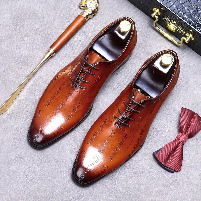 Our New Collections 2024-2025 Handmade Mens Wedding Oxford Shoes Brown Genuine Leather Brogue Men's Dress Shoes Lace Up Business Formal Shoes For Men