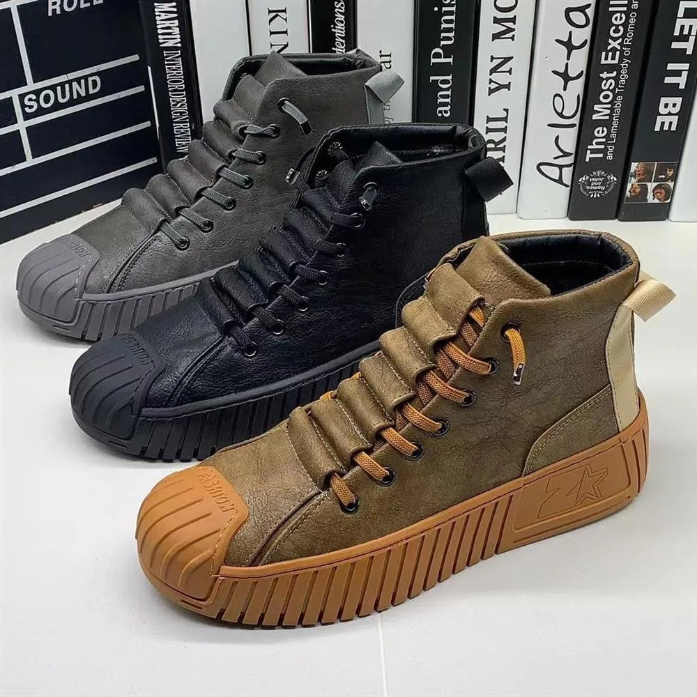 New collection 2024 2025 Spring Autumn Men Ankle Boots Increased Boots Fashion Casual Shoes Board Shoes High Quality Outdoor Boots British Style Buy one get a Free laptop stand