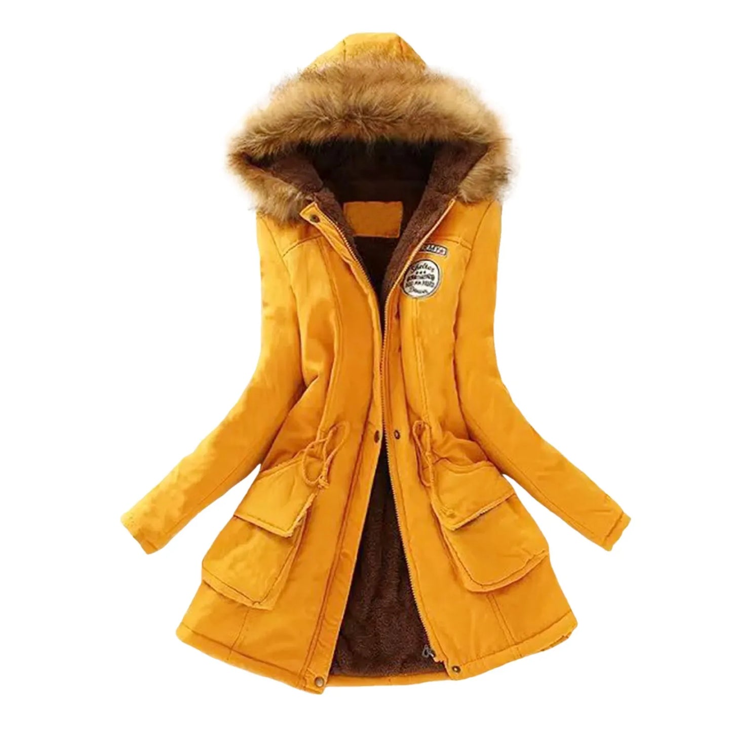 Women Autumn Winter Warm Fur Hooded Parkas Thick Cotton Slim Padded Coat Casual Vintage Streetwear Oversized Overcoat Jackets