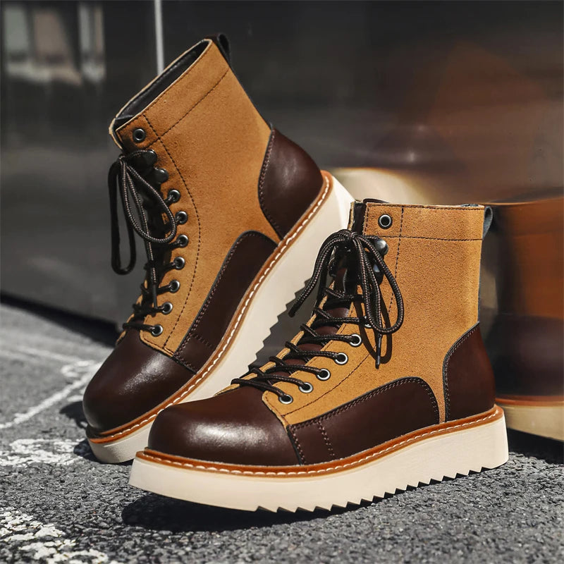 New Collection 2024-2025  Brand Men Genuine Leather  Boots 2024 Men Brand Comfortable Retro British Style Work Outdoor Ankle Classic Handmade Boots Buy one boots Get a free Laptop stand