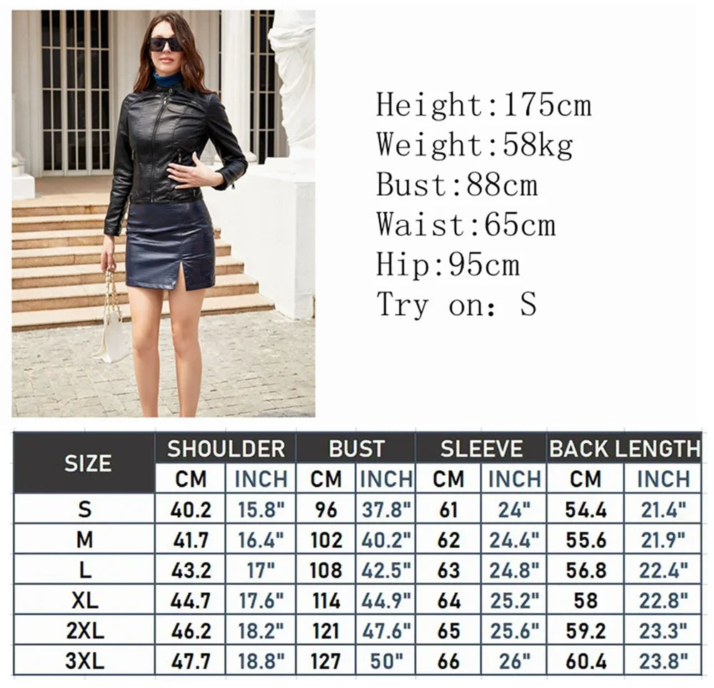 Faux Leather Jackets for Women 2024 Autumn Moto Biker Zipper Jacket Spring Motorcycle Coat Army Green Brown Red Jaqueta Feminina