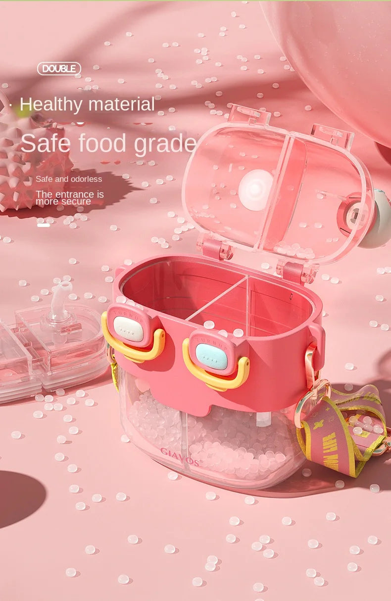 GIAVOS Large Capacity Portable Plastic Cup High Appearance Level Split Storage Cup Children's Water Cup Students with Straw Cup