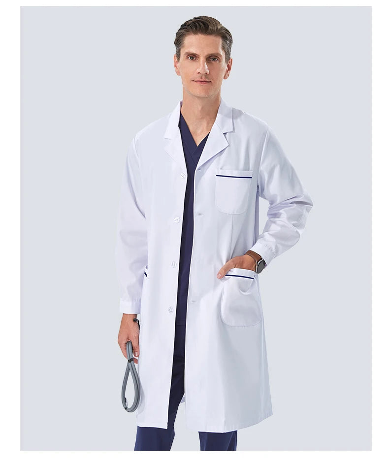 NEW 2024  White Lab Coat for Women Men Students Chemistry Healthcare Professionals Nurse Long Sleeves Doctor Work Robe XK002