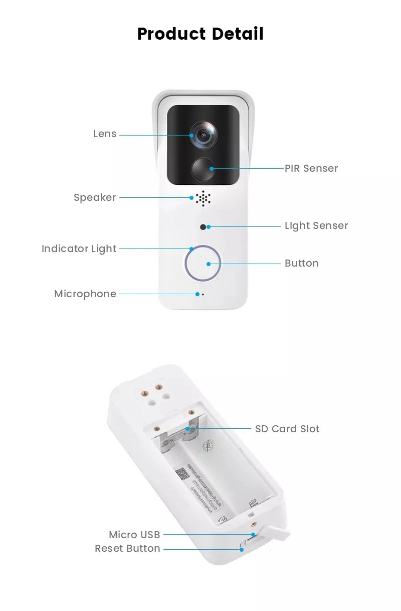 5GHz 2.4GHz Wireless WIFI Doorbell 1080P Video Intercom Door Bell with Camera Tuya Smart PIR Motion Detection Home Security Bell