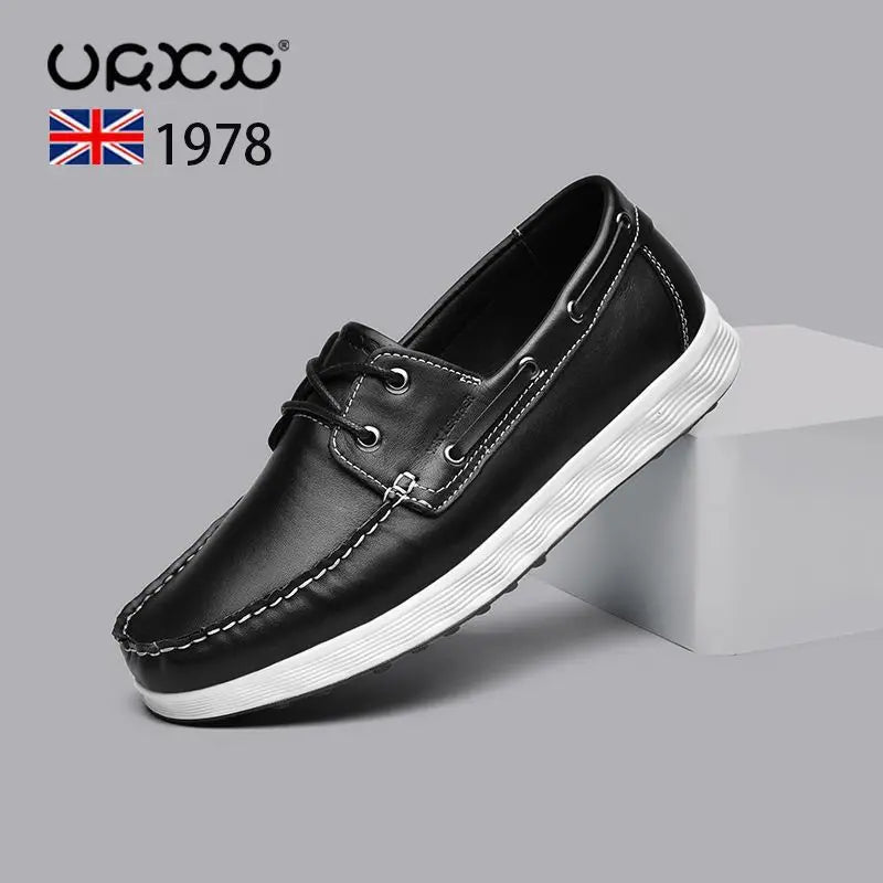TINTINOS Men Shoes Casual Light Breathable Genuine Leather Shoes Men Flat Men Loafers Slip-on soft sole Driving Men Shoes Summer