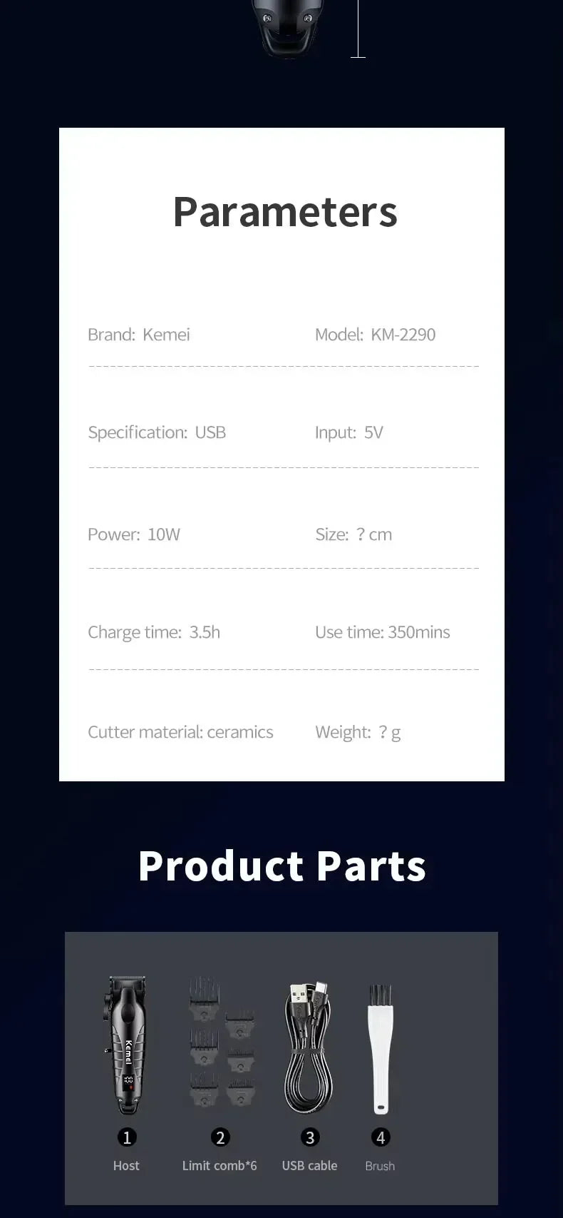 Kemei KM-2290 KM-2293 KM-T95 New Professional Cutting Machine Electric Shaver Hair Trimmers With LCD Display Men's Hair Clipper