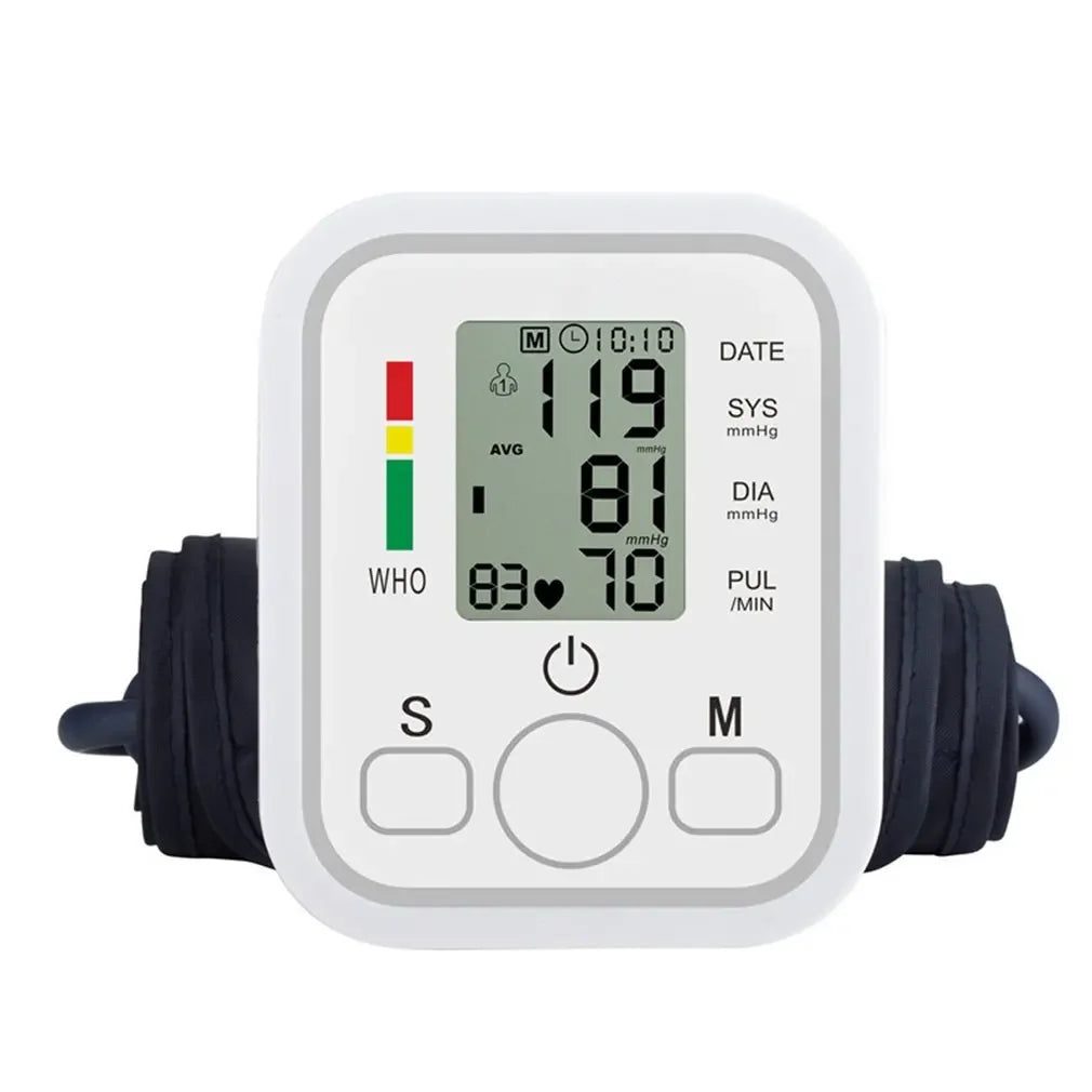 LCD Portable Health Care Pulse Meter BP Monitor Automatic Digital Arm Blood Pressure Monitor Tonometer Meter Sphygmomanometer