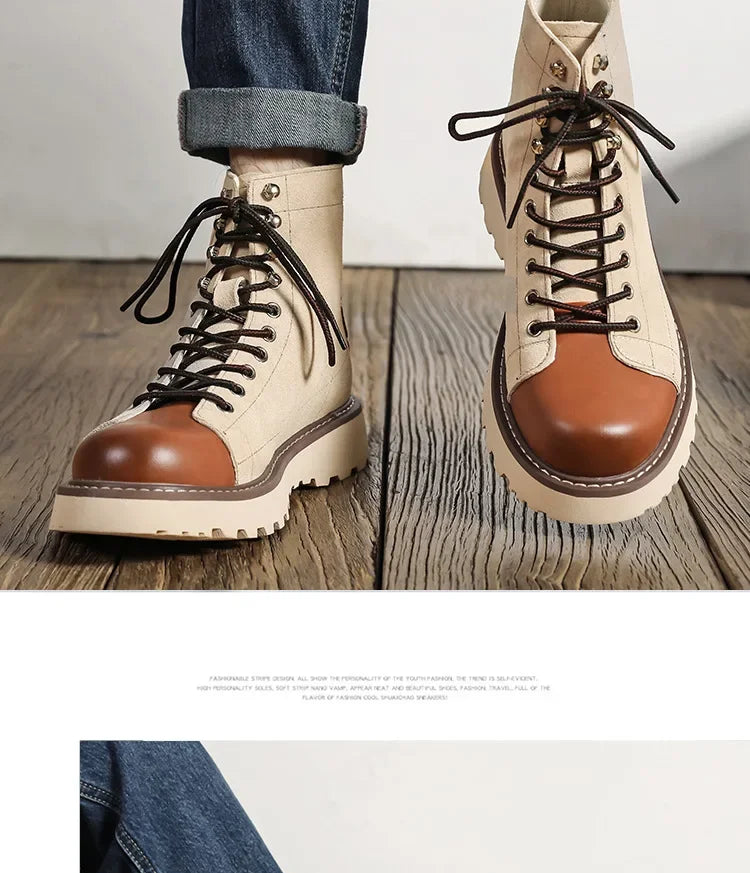 Our new collection 2024-2025 Mid-british Desert Boots for Men Color Match Autumn Winter Designer Cow Leather Platform Shoes Male Fashion Casual Ankle Boots BUY ONE AND GET A FREE GIFT LAPTOP STAND