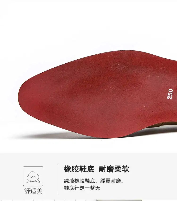 New 2024-2025 Red Sole Loafers Black Wedding Shoes for Men Yellow Flock Round Toe Slip-On Men's Business Dress Shoes Size 38-46