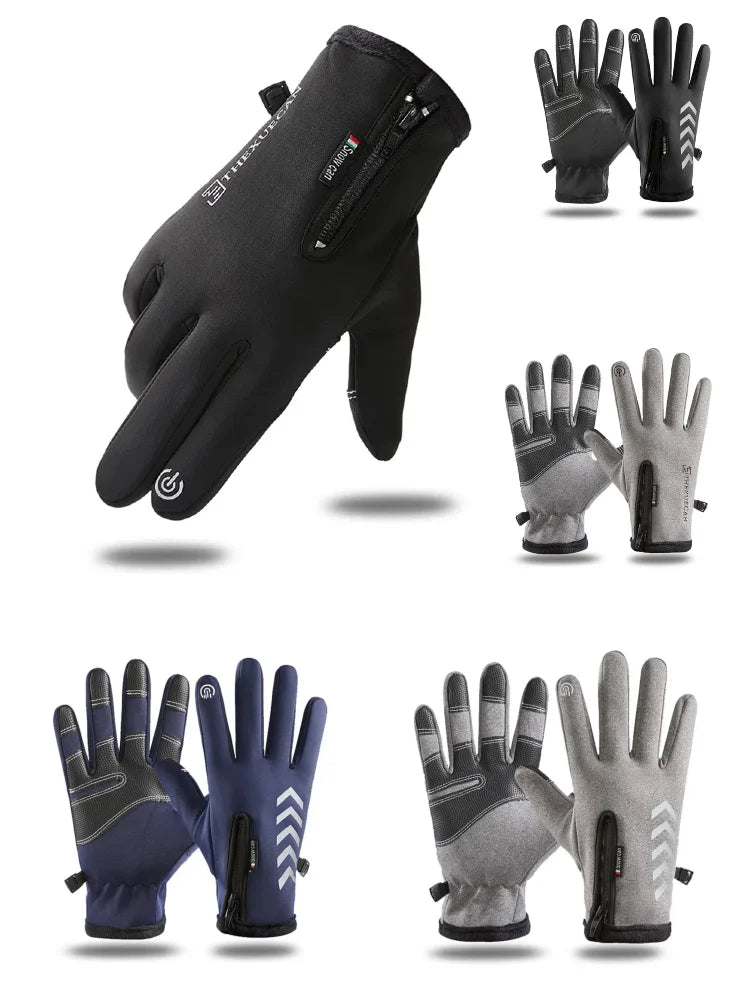 Motorcycle Gloves Winter Thermal Fleece Lined Winter Water Resistant Skin-friendly Touch Screen Outdoor Moto Riding Ski Gloves