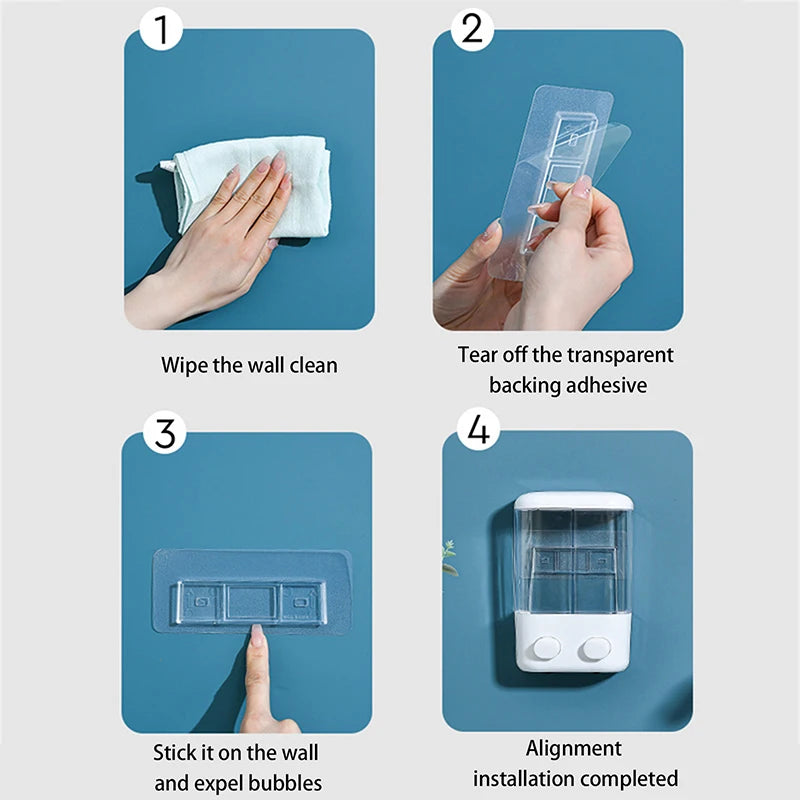 Doublehead Soap Dispenser Bathroom Wall Mount Shower Shampoo Bottle Lotion Container Holder Double Head Foam Hand Wash Dispenser