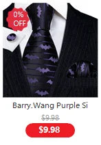 Barry.Wang Jacquard Animal Silk Men Tie Hankerchief Cufflinks Set Novelty Necktie for Male Gift Wedding Business Party 30 Styles