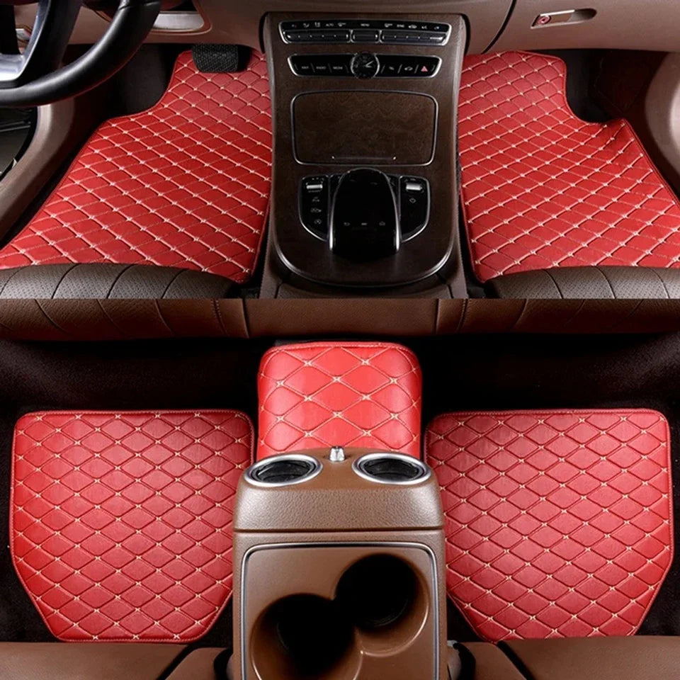5PCS Universal Car Floor Mats PU Leather Waterproof Auto Foot Pad Protector Carpet Front and Rear Mats Set Auto Accessories
