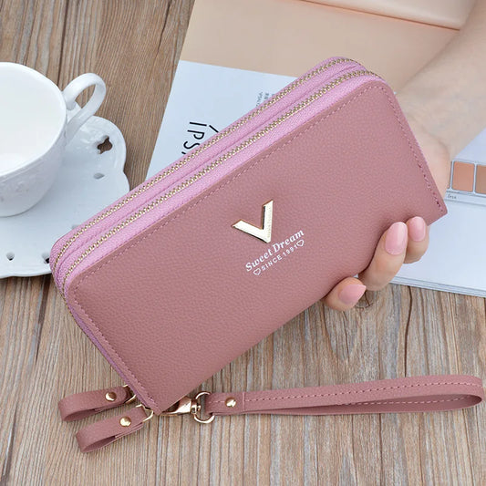 2024 Pu Leather Women Wallets Women Purses Fashion Long Zipper Women's Wallet Money Coin Holder Female Long Purse Female Purse Zipper