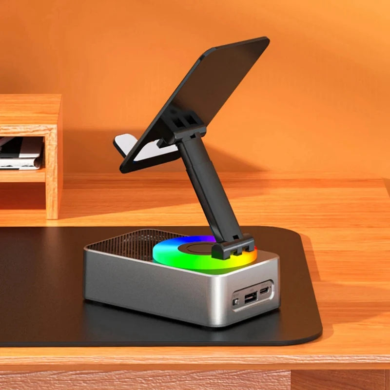 3-In-1 Mobile Phone Holder, Audio Power Bank, Bluetooth Call Speaker, Multi-Function Foldable Rotating Desktop