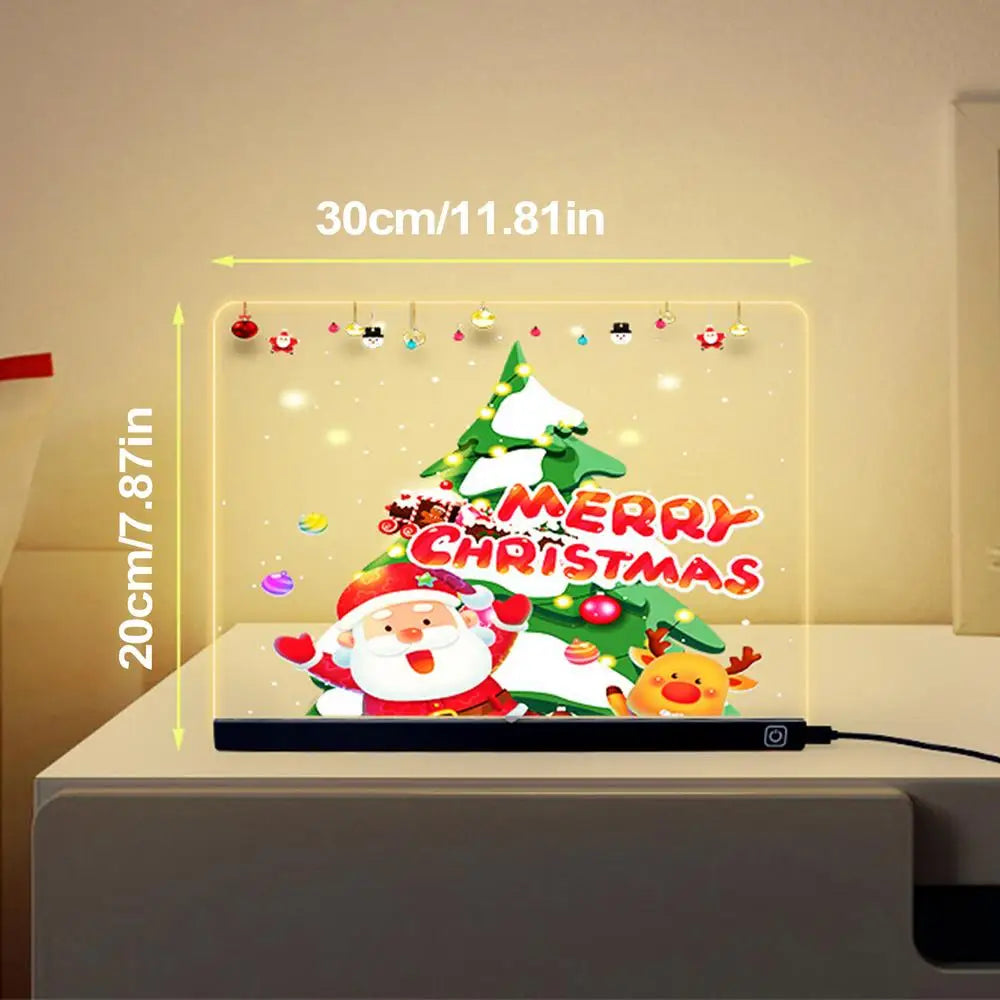 LED Letter Message Board With 7 Colorful Pens Acrylic Dry Erase Board with Light Light Up Dry Erase Board for Office School Home