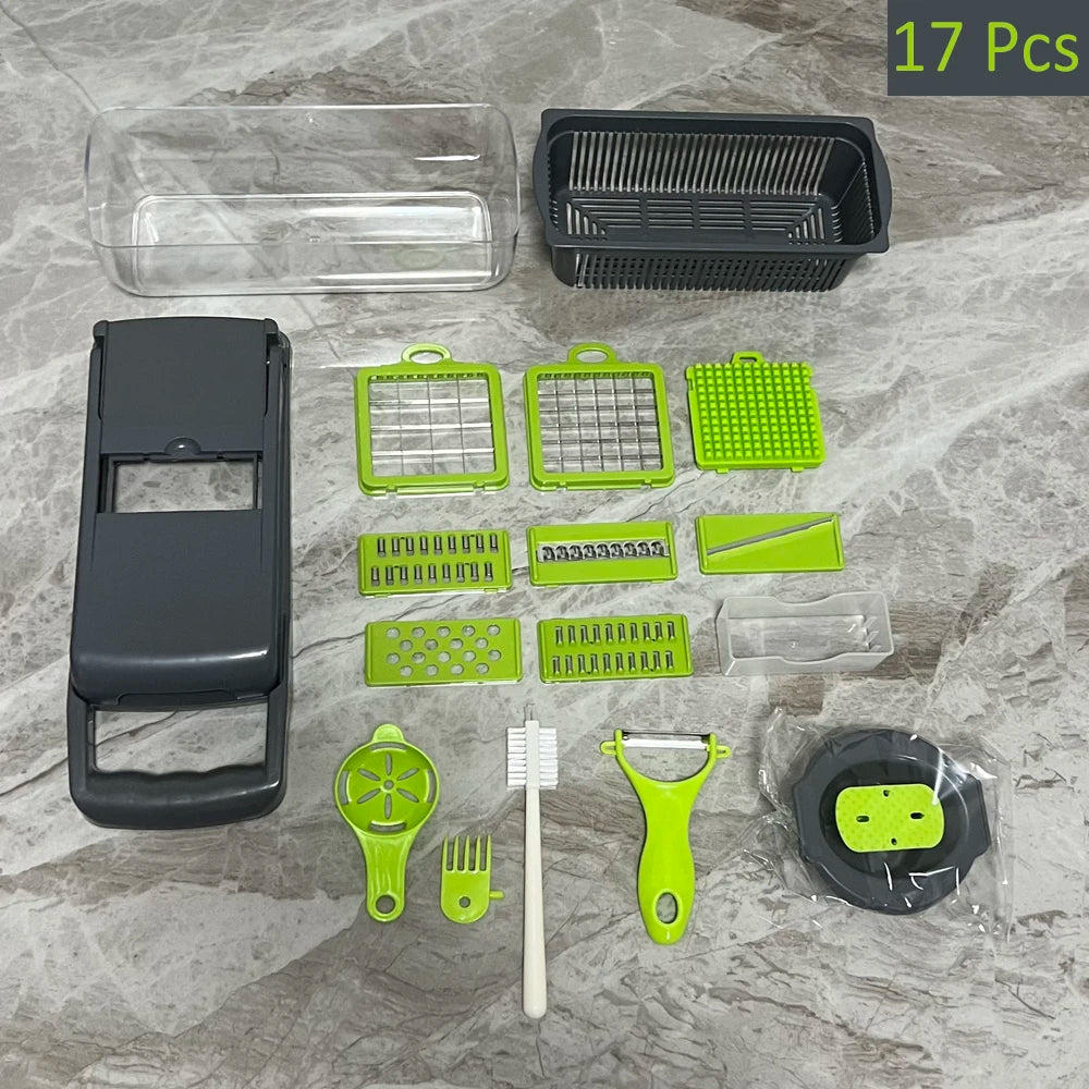 15/17 in 1 Multifunctional Vegetable Slicer，Onion Chopping Machine，Food Chopper，Kitchen Vegetable Chopper Tools.Kitchen Gadget