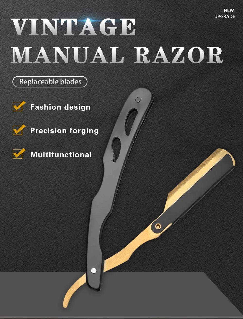 Professional Shaving Knife Manual Shaver Stainless Steel Shaver Rack Professional Straight Edge Razor Barber Beard Cutter