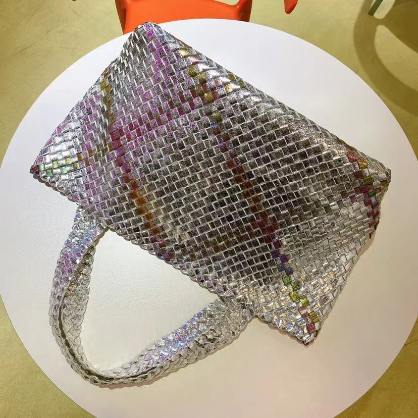 Luxury Woven Tote Women's Handbags Designer Large Shoulder Bags for Women 2025 Fashion PU Shopper Purses Composited Bags Clutch