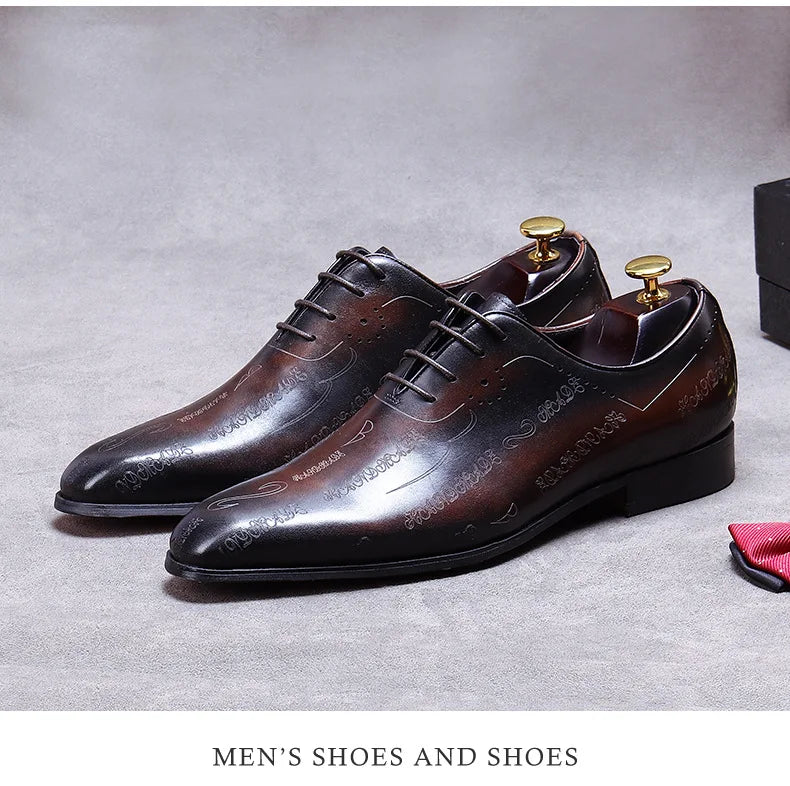 Our New Collections 2024-2025 Handmade Mens Wedding Oxford Shoes Brown Genuine Leather Brogue Men's Dress Shoes Lace Up Business Formal Shoes For Men