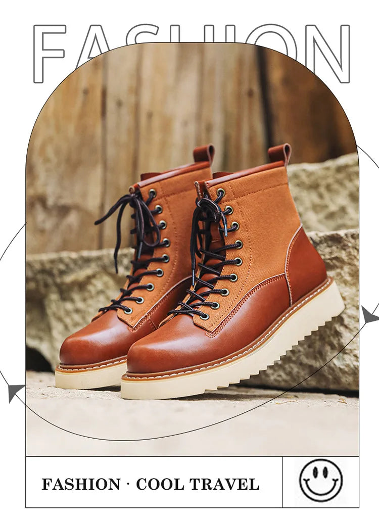 New Collection 2024-2025 Leather Boots Men's Retro Work Boots Lace Up Anti Slip Men's Boots Botas Masculino Chaussure Hommes Botas Para Hombre Botines Free gift after any purchase Free Laptop Stand