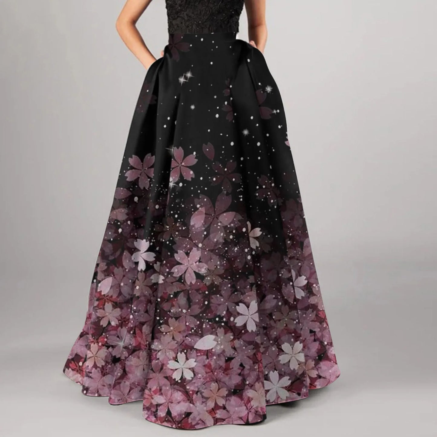 Celmia Stylish Big Flower Printed Women Skirts Elegant High Waist A-line Long Maxi Skirt 2024 Casual Loose Party Holiday Skirt