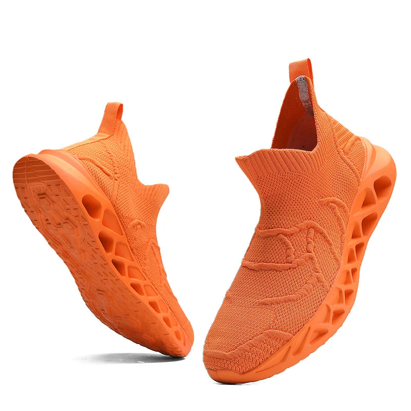 Big Size 40-47 Men Tennis Sport Shoes Breathable Mesh Sock Sneakers Slip-on Walking Footwear Super Light Trainer Tenis Masculino
