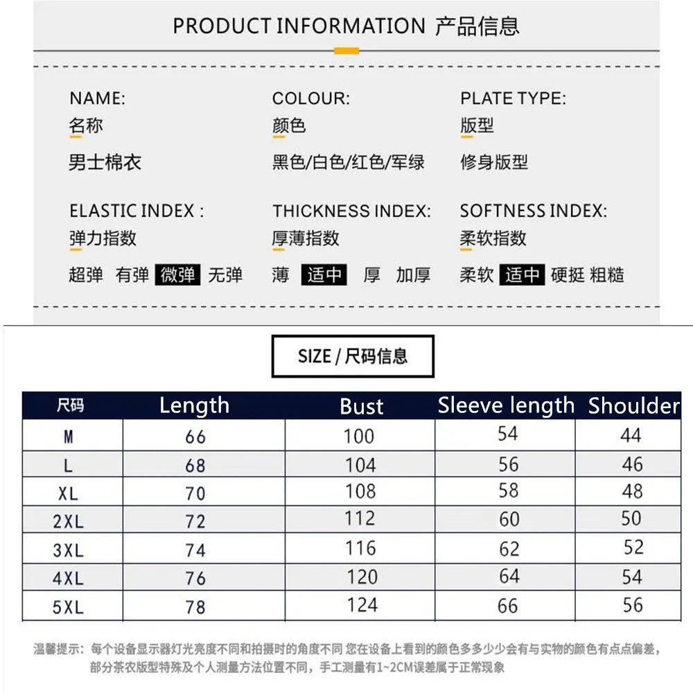 2025 Men's Cotton-padded Jacket, Tiger Head Logo, Short, Thick, Casual, Men's Parkas, Winter Trend, Windproof Jacket, xs-5XL