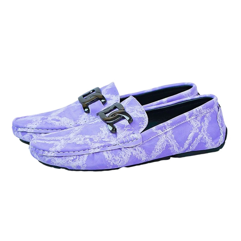 Our 2025 New Fashionable Mens Over Size 38-48 Moccasin Shoes Purple Spring Male Formal Dress Shoes Comfortable Youth Leisure Shoes