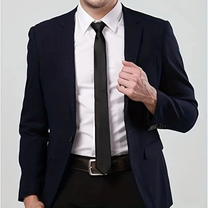 Simple And Casual 5CM Black Tie Men's Formal Business Narrow Edition Wedding Students Fashion Solid Color Tie